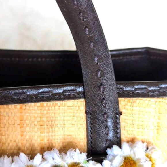 Cole Haan Spring 🌼Daisy Straw/Leather Mini Tote Bag - Picture 8 of 17